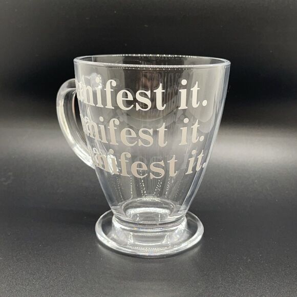 NWT Wool + Pepper Co. Manifest It Glass Coffee Mug - Picture 2 of 3